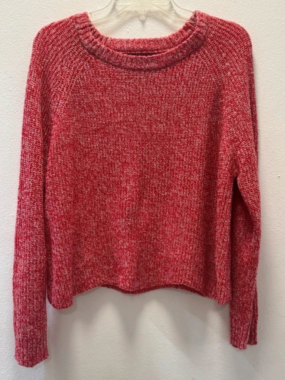 Marled Red Scoopneck Knit Sweater